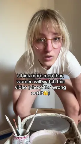 A post by @mayaspottery on TikTok caption: I hope you like it anyway <3 #pottery #cute #shy #men #mayapotter #asmr #pottering 