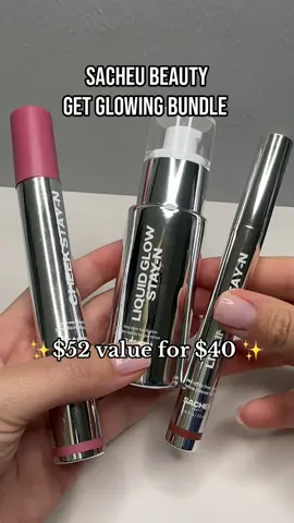 A post by @dailybeautyinspo on TikTok caption: Get glowing bundle $52 value for $40!! @SACHEU Beauty US #sacheubeauty #glowstayn #cheekctayn #lipstayn #lipstain #dealsforyoudays #tiktokshop #tiktokmademebuyit #tiktokshopcreatorpicks #sacheucreatorcontest 