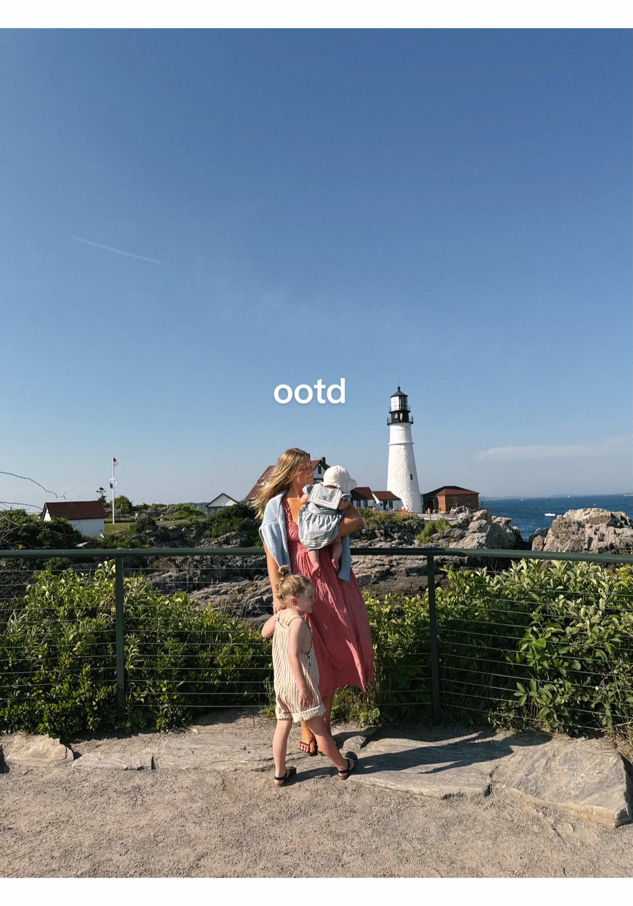 A post by @emilyfranciswheaton on TikTok caption: we made it to our happy place!! ⚓️ #ootd #newenglandsummer #maineinthesummer #newenglandstyle #summervibes @DÔEN @Konges Slojd @onequince 
