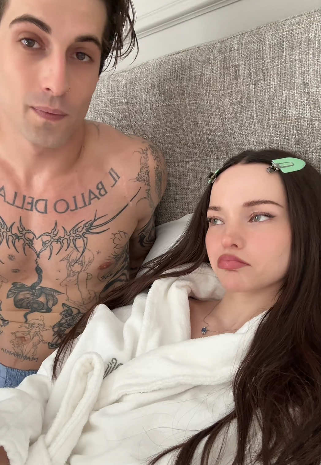 A post by @dovecameron on TikTok caption: he hadn’t heard the audio 🫶🏻