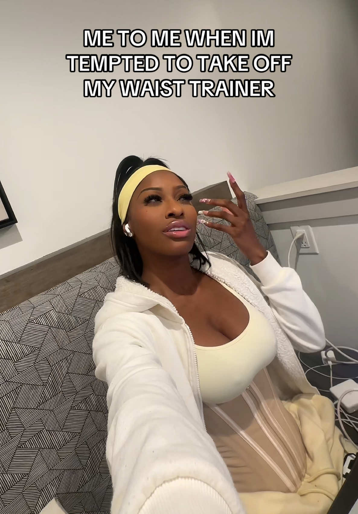 A post by @theabbynicole on TikTok caption: Ima go for it!! because i need my waist snatched and this posture top tier 🤏🏾🤏🏾🤏🏾🤏🏾 #loveislandusa #waisttrainer #waisttrainingjourney 