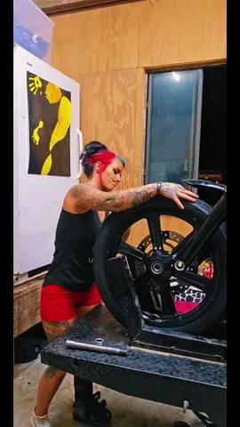 A post by @thehoneybee00416 on TikTok caption: forks rebuilt, front tire put back on