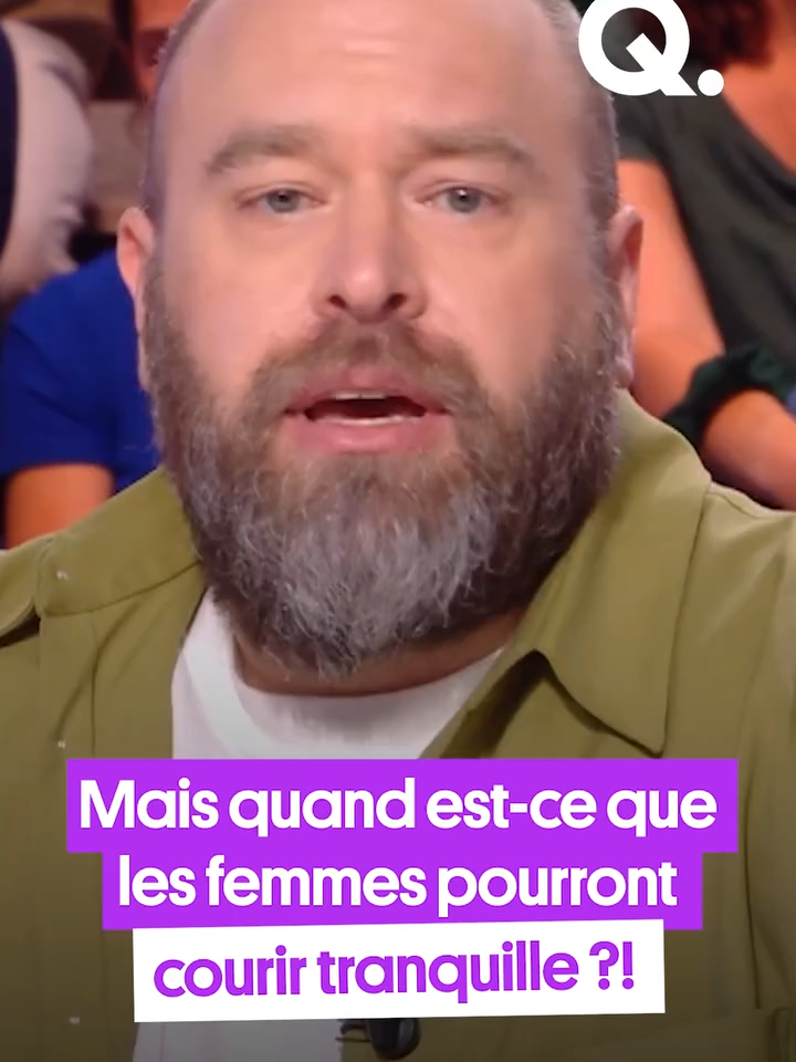 A post by @quotidienofficiel on TikTok caption: [REDIFFUSION] Vous l’aurez compris, les beaux jours reviennent et la saison du jogging est plus que jamais ouverte. Grâce aux hommes, même une activité simple qui nécessitait uniquement deux jambes et un espace public, est devenu relou voire dangereuse. Vivement qu'on crève. #tiktokfrance #onregardequoi #quotidien #actu #humour #running