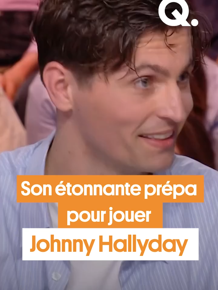 A post by @quotidienofficiel on TikTok caption: [REDIFFUSION] Raphaël Quenard va jouer l'immense Johnny Hallyday au cinéma. Et sa préparation pour se mettre dans la peau de l'icône n'est pas banale ! #tiktokfrance #onregardequoi #quotidien #interview #actu #johnnyhallyday