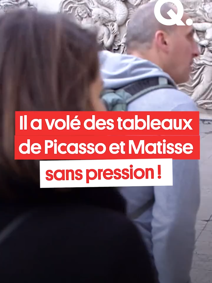 A post by @quotidienofficiel on TikTok caption: [REDIFFUSION] En 2017, on avait rencontré Vréjan Tomic, auteur d’un cambriolage fou au Musée d’art moderne de Paris, qui nous racontait avec beaucoup d'aisance le déroulé de son casse. #tiktokfrance #onregardequoi #quotidien #interview #actu #vol