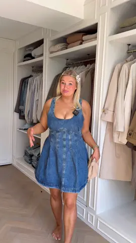 A post by @carys.whittaker on TikTok caption: I get asked every single day if I’m pregnant! So heres a video on how I respond to that. Ps; The power of the right pieces that honour your body 😮‍💨 90% of denim dresses would NOT work for me at alllll but then this gem turns up and I could not feel more confident and comfortable in it!! 🥹…. You are not the problem 😌✨