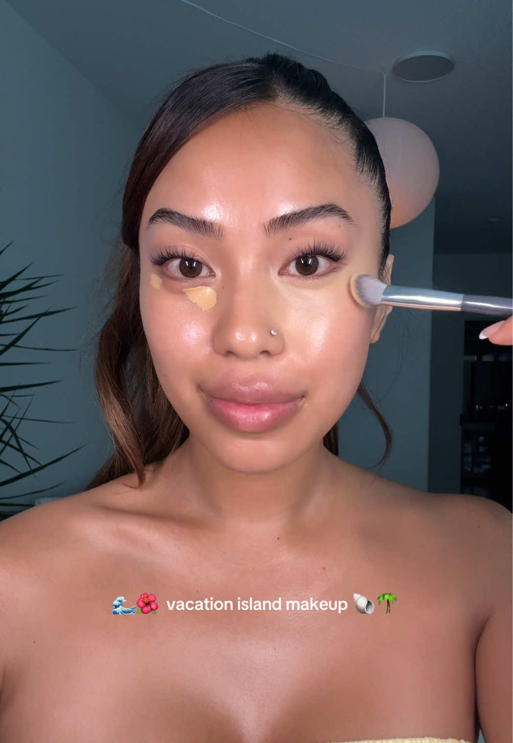 A post by @imabbysigua on TikTok caption: Island vacation makeup 🌺☀️ for the summer!! If I were in the villa I’d do this makeup every single day #glowyskin #skincare #skincareroutine #makeup 
