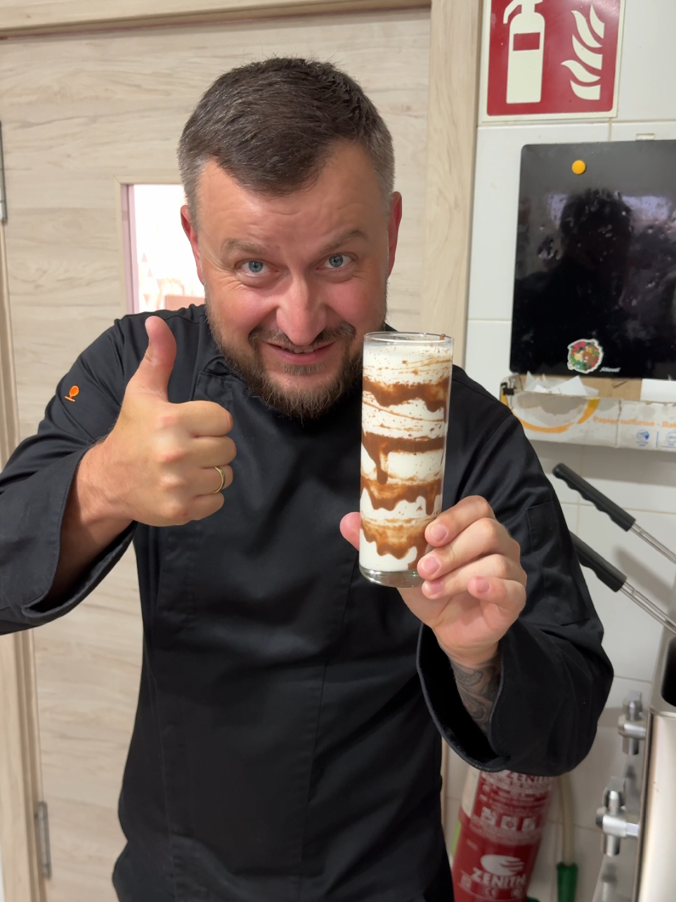 A post by @dobrovolskyichef on TikTok caption: Can this chocolate hack make your milkshake ✨fancy✨? 🍫👀