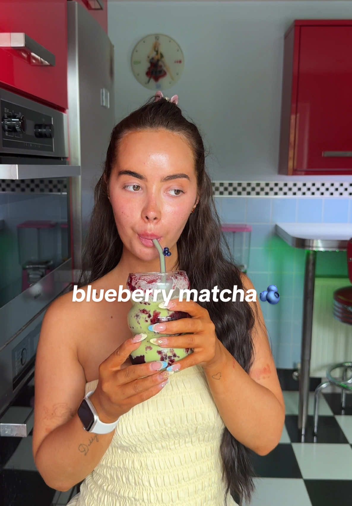 A post by @chynasolder on TikTok caption: @PerfectTed new blueberry matcha is now available on tiktok shop!!😍🫐 #perfectted #perfectedmatcha #matcha #howtomatcha #matchalatte #blueberrymatcha ad