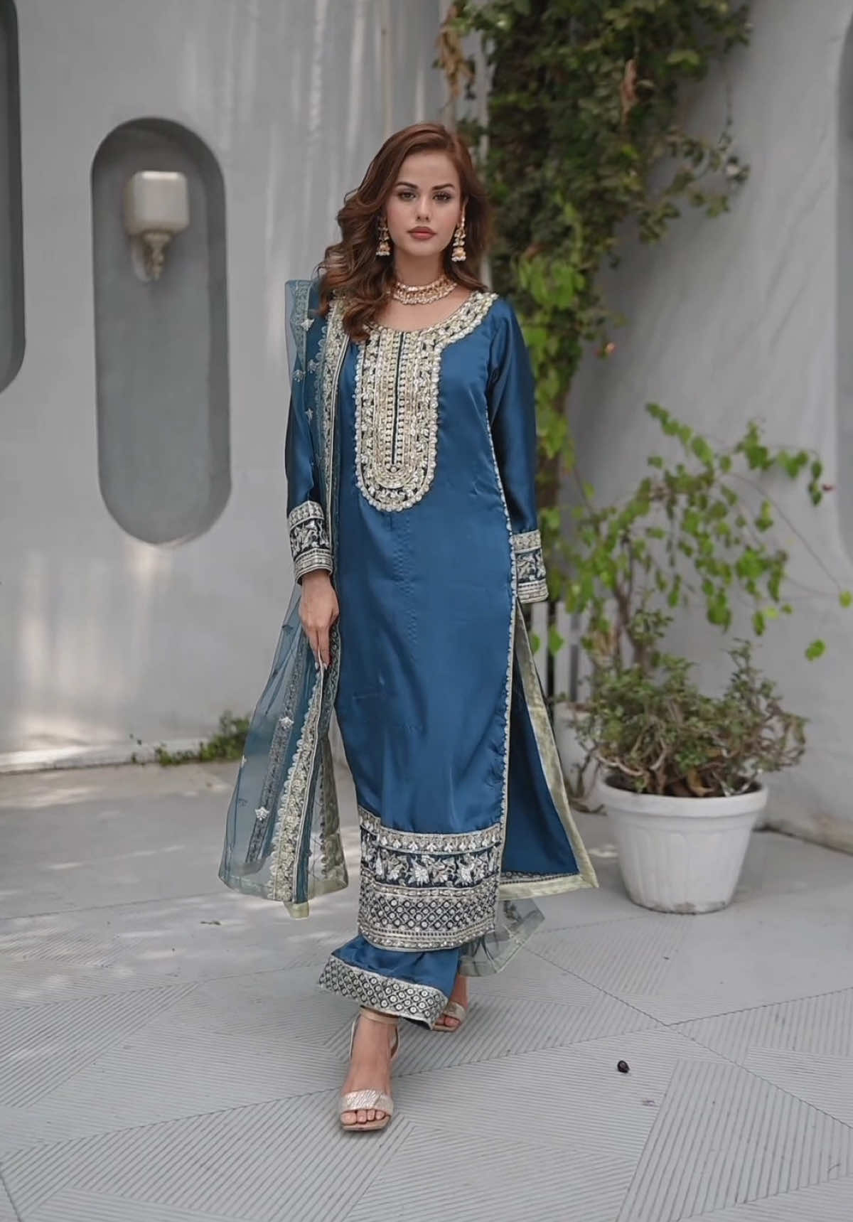 A post by @memsaabofficial on TikTok caption: Readymade Embroidered Silk Suit 😍 Design code : MSRW-02 #memsaabofficial #onlinestore #readymade #embroidered #fancy #zink #readytowear #shopnow 