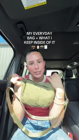 A post by @kimberlyoconnell on TikTok caption: How did I fit that stuff in there #pursetour #bagtour #whatsinmybag #brixley #crescentbag #loccitane #supergoop #handtouch #whatsinside #myeverydaybag #perfectbag 