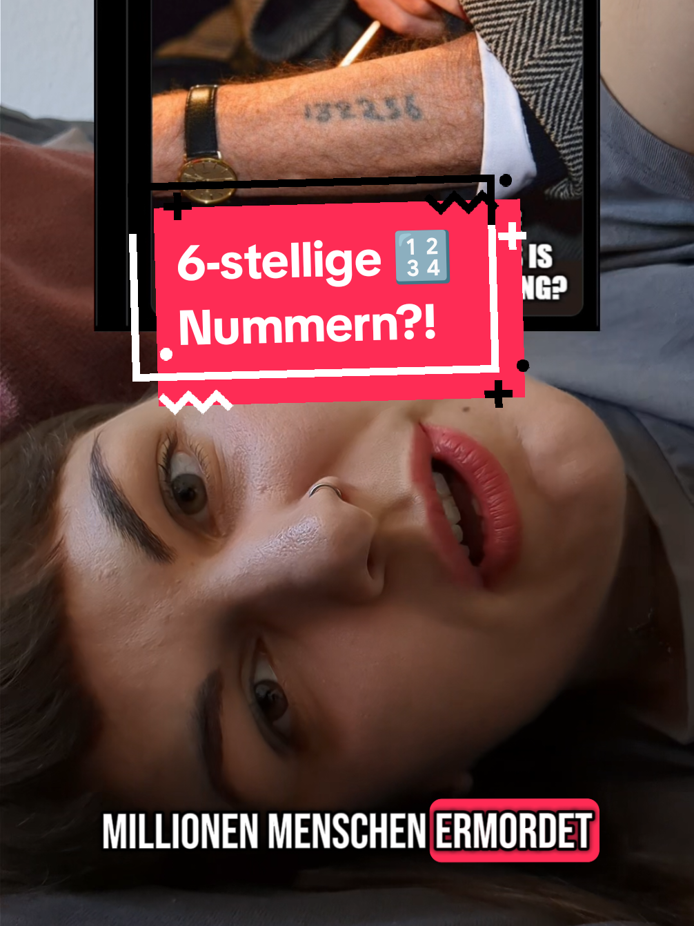 A post by @keine.erinnerungskultur on TikTok caption: Wenn die Nazis Millionen Menschen in Lager verschleppt haben - müssten dann nicht die tätowierten Häftlingsnummern SIEBENstellig sein?!