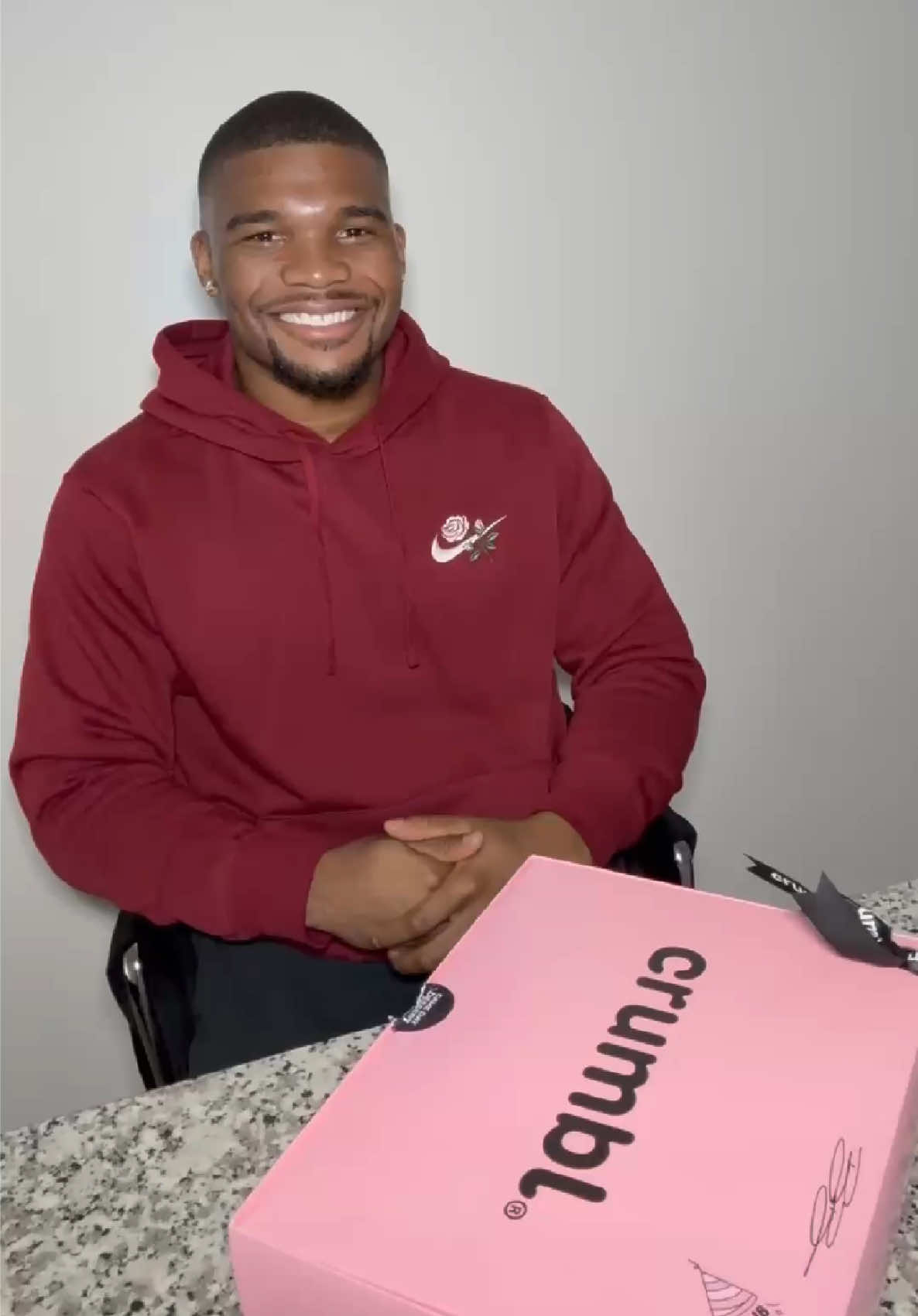 A post by @elite.brown on TikTok caption: My first food review ever… had to start with Crumbl 🍪👀 Be honest, how’d I do? And what should I try next? #CrumblCookie #FirstFoodReview #FoodieTok #EliteBrown #JalenBrown #fyp #CrumblReview #TeamElite #TikTokEats #loveislandusa #peacock #jalen #Theelites #foodreview 