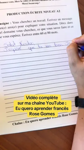 A post by @euqueroaprenderfrances on TikTok caption: Production écrite en français : j’écris à mon chef Apprendre le français  DELF  Eu quero aprender francês  Rose Gomes #apprendrelefrançais #euqueroaprenderfrancês #rosegomes #français #france #learnfrench #a2 #apprendre #frances #a2 