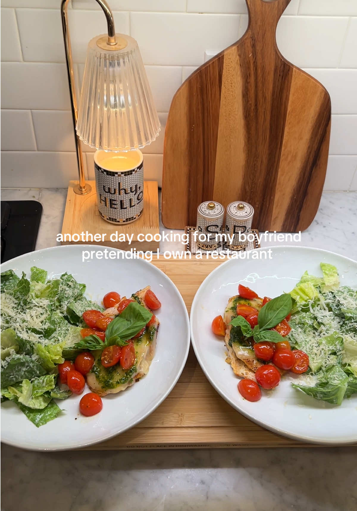 A post by @claudia.harrington on TikTok caption: One of my fav dinners 🍅 🥬 #easydinner #cookingasmr #glutenfreerecipe #glutenfreedinner #chickendinner #cherrytomatoes 