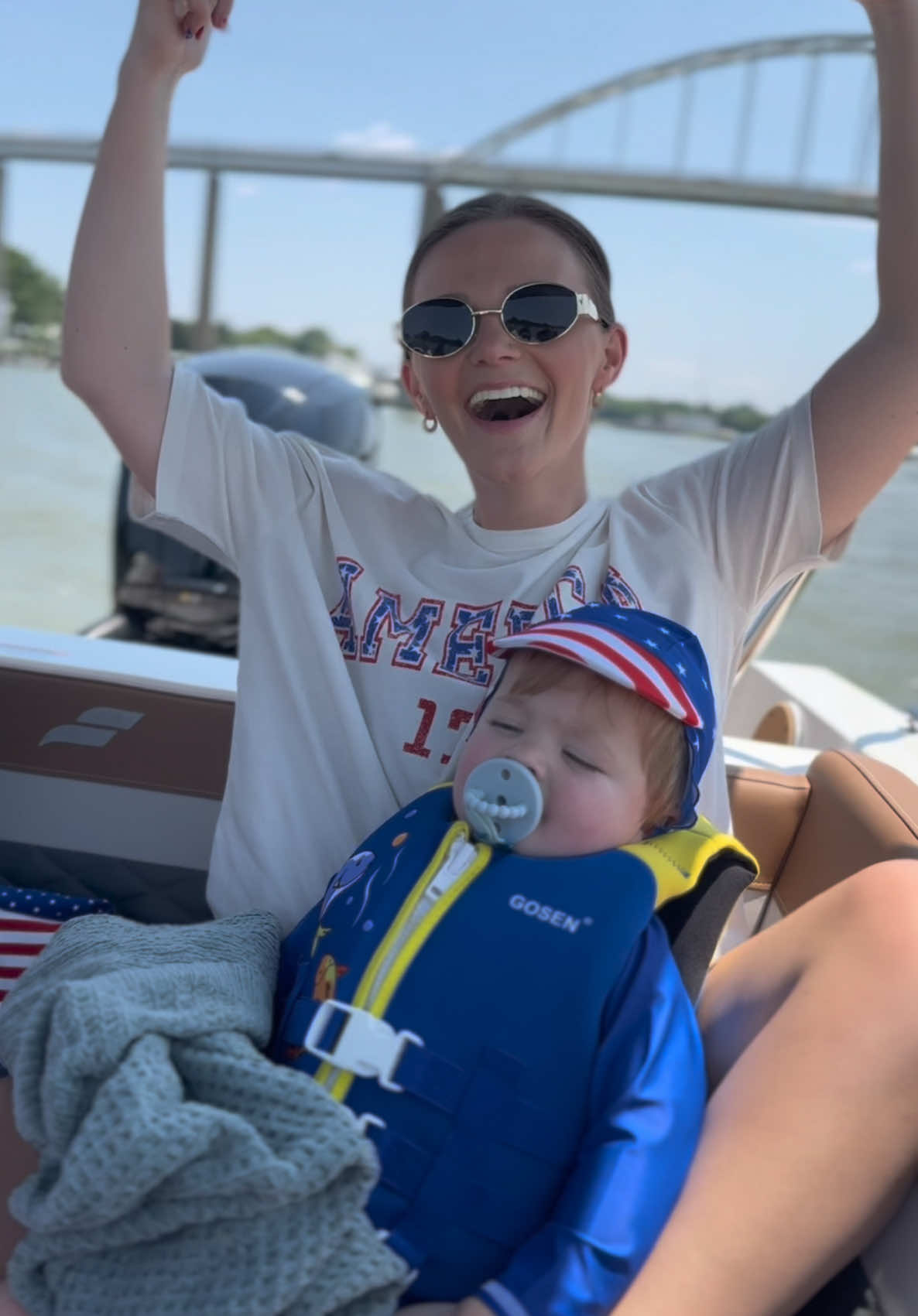 A post by @little_britt15 on TikTok caption: This was our first time experiencing fireworks on the water and it was the BEST!! Also everyone we’ve met on the water has been super nice and very helpful!! We are lovin the boat life!!❤️🏖️🥰