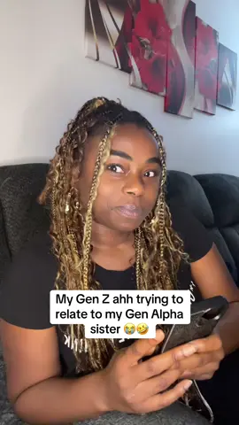 A post by @ on TikTok caption: I be trying to relate chile 😭😂#fyp #trending #sisters #Siblings 