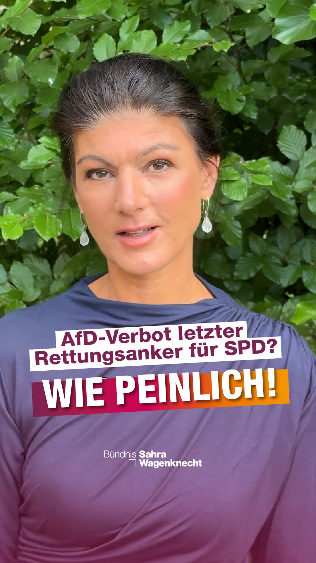 A post by @sahra.wagenknecht on TikTok caption: AfD-Verbot letzter Rettungsanker für SPD? Wie peinlich!  #bsw #wagenknecht #reaction #spd #klingbeil #adf