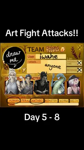 A post by @onyxwhy on TikTok caption: #arttok #artfight #artfight2025 #artfightattack #teamfossilartfight2025 #teamfossil 