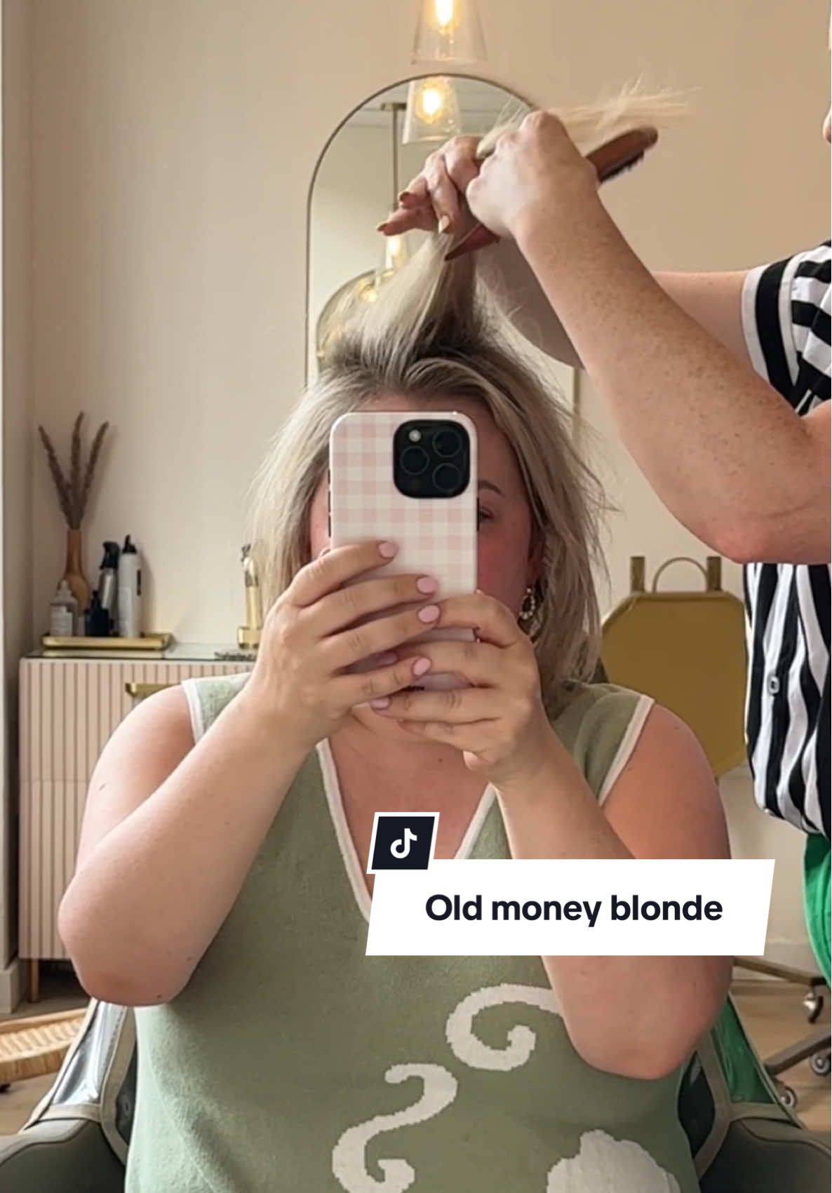 A post by @selenamup on TikTok caption: Old money blonde loading… @Thelox.ca  #oldmoneyaesthetic #bronde #blonde #hairtransformation 