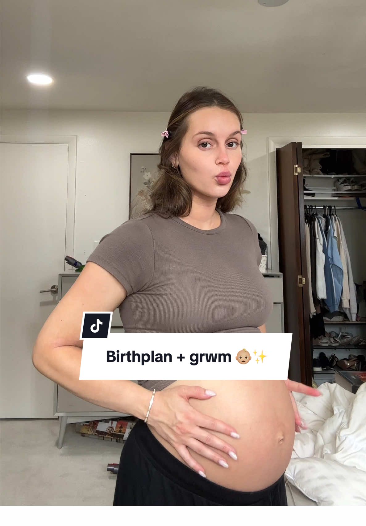 A post by @mikaylamatthews on TikTok caption: The closer we get the more nervous I get ahh😭 tell me all your positive unmediated birth experiences 🙏🏼✨  #pregnant #38weekspregnant #birthplan #momsoftiktok 