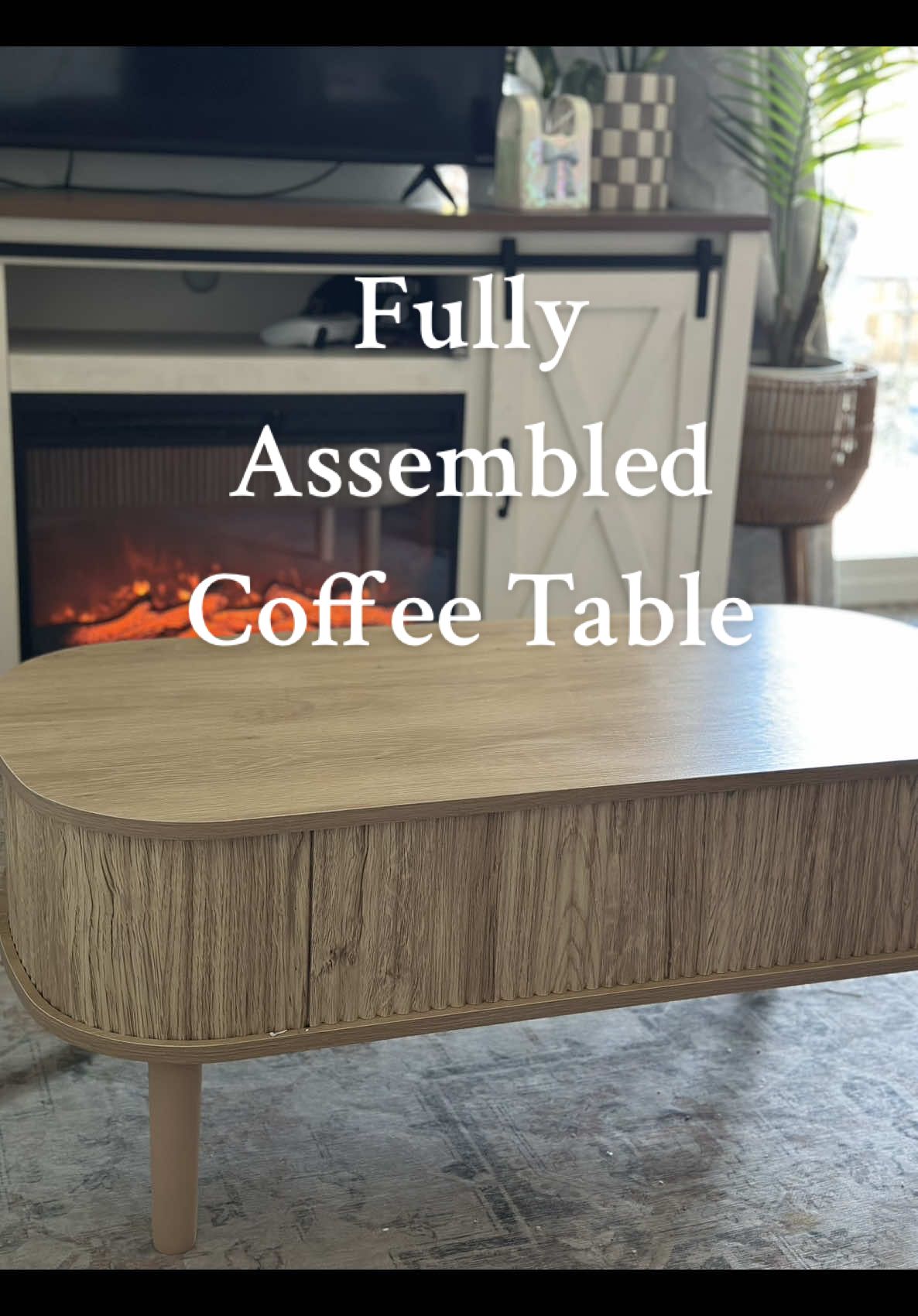 A post by @amberalejandrez on TikTok caption: Fully assembled coffee table say less!! This was the easiest furniture ever to put together can’t wait to style my new coffee table 🤭✨🫶🏼 #tiktokshop #tiktokfind #furniture #coffeetable #amberalejandrez 