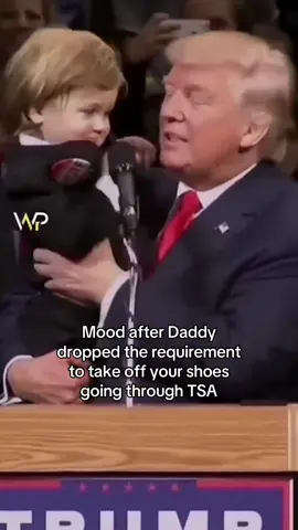 A post by @teamtrump on TikTok caption: THANKS TO @President Donald J Trump YOU CAN KEEP ON YOUR SHOES GOING THROUGH TSA‼️ #donaldtrump #airport #travel 