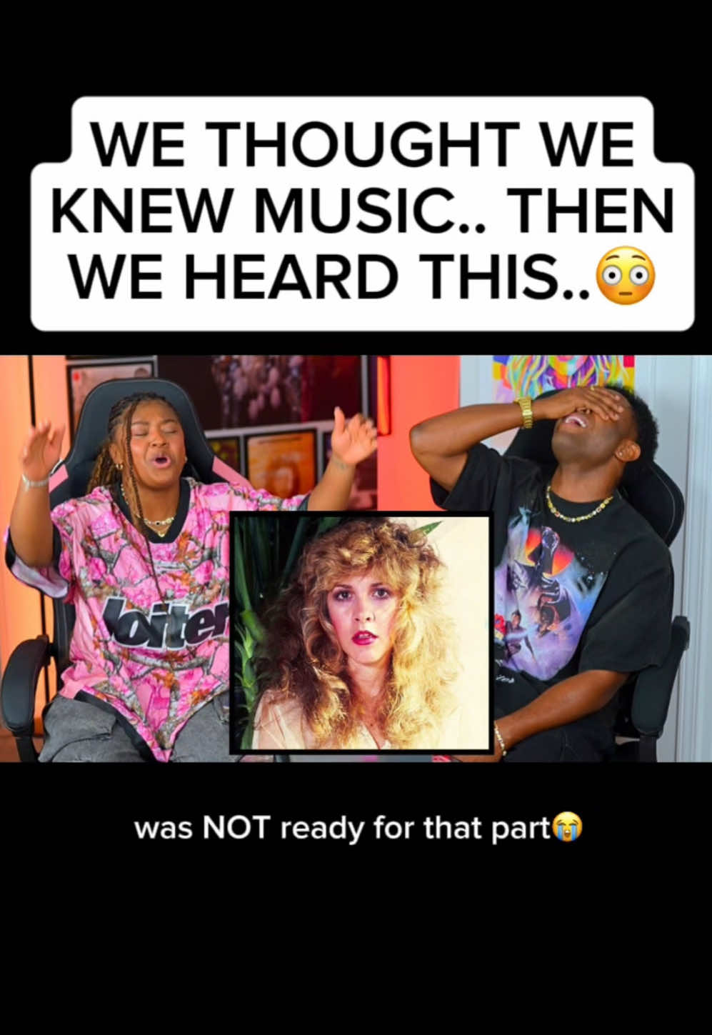 A post by @terryandkaniyia on TikTok caption: Well this almost destroyed us😂 Our extended reactions to Fleetwood Mac’s album “Rumours” + this video & Silver Springs Live is on Patreon‼️ Stevie’s voice is UNREAL😩🔥.. Edited by @Aaron Johnson ‼️ #thechain #dreams #silversprings #reaction #terryandkaniyia #taylorswift #rock #country #rnb #soul #70s #stevienicks #lindseybuckingham #christinemcvie #live 