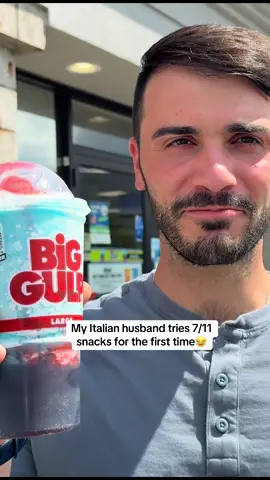 A post by @carloandsarah on TikTok caption: SLURPEE TIME🧍🏼‍♂️🧍🏼‍♂️🧍🏼‍♂️
