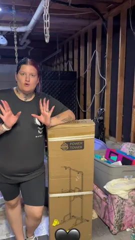 A post by @paigetbrown on TikTok caption: One step closer to having the basement garage of my dreams #homegym #basementgym #homeproject #momproject #garagegym 