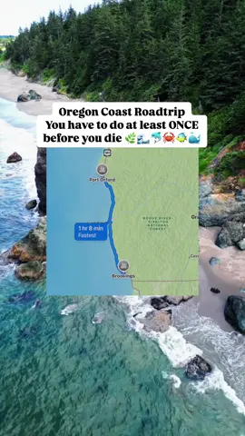 A post by @itsloganmarie on TikTok caption: Southern Oregon Coastal roadtrip itinerary with food, lodging, and hiking ideas! #southernoregoncoast #southernoregon #brookings #traveloregon 