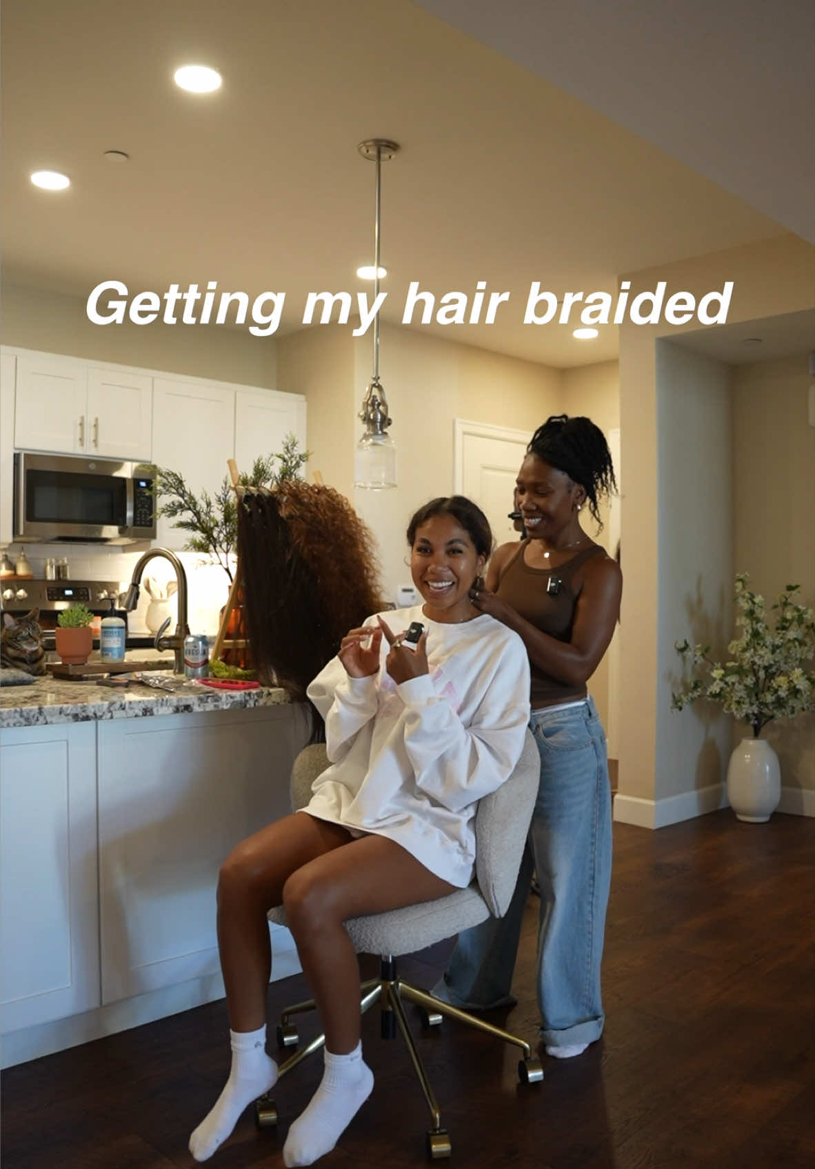 A post by @courtneysarracino on TikTok caption: Chit chat getting my hair braided🤭💖🎀✨🧚🏾‍♂️ #fulanibraids #braidinghair #hairtok #protectivestyles #hairideas #blackhair #braidinghairstyles #braids #braidedhairstyles 