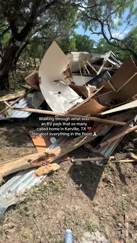 A post by @carolineontv on TikTok caption: I spoke with a man who lost his home and truck who lived here. He said by the time he got out, water was up to his neck. People were screaming. It’s a nightmare in Kerrville and surrounding areas. Please, pray for this community. #Texas #flood #news @FOX 26 Houston 
