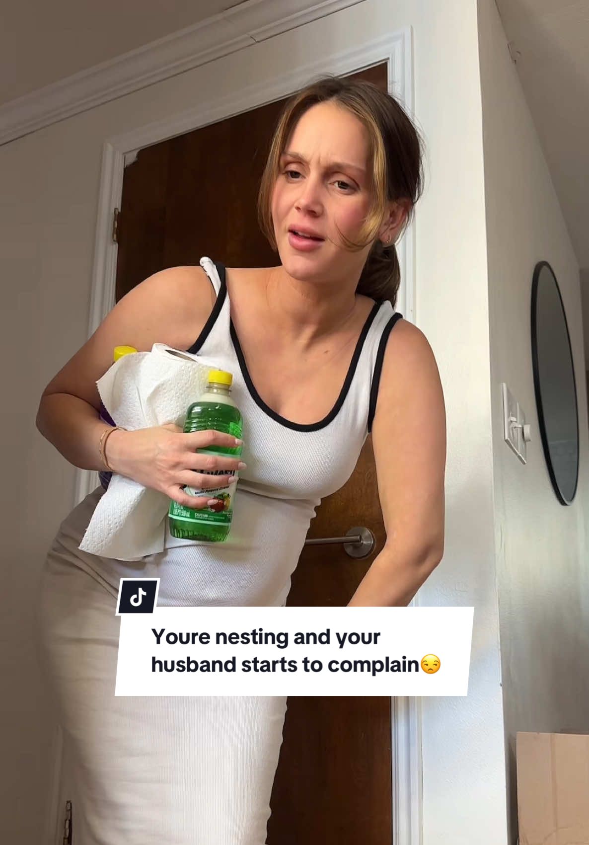 A post by @mikaylamatthews on TikTok caption: @Jace Terry you have some nerve 😒 Posted this over on IG reels too, make sure you follow me there😇  #pregnant #husbandwife #metapartner 