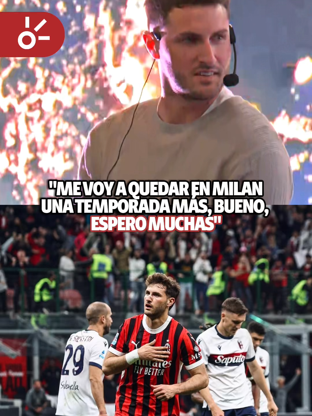 A post by @clarosports on TikTok caption: ¡SANTI NO VA A NINGÚN LADO! 😌🔥 Cuestionado sobre su futuro, Santiago Gimenez fue claro: no dejará al Milan esta temporada y sueña con quedarse por muchos años en el club Rossoneri. 🥹❤️⚫🔴 #SantiagoGiménez #ACMilan #FútbolInternacional #Fichajes #Rossoneri #TiktokDeportes