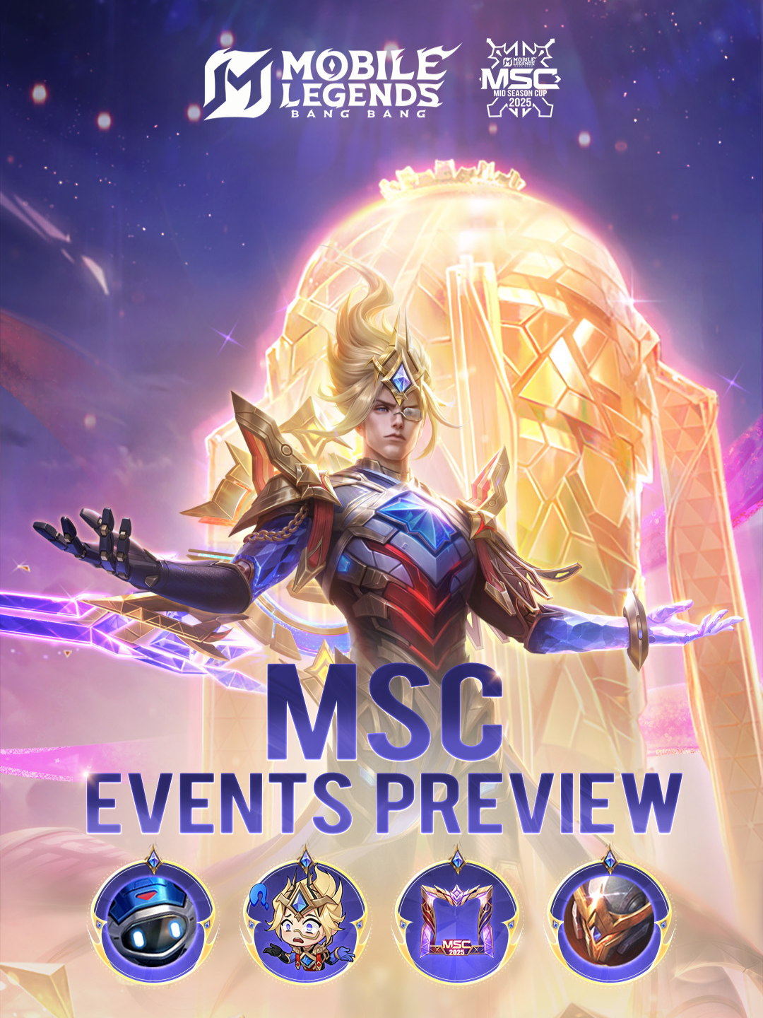 A post by @mlbbttofficial on TikTok caption: MSC Tournament is about to begin, with a variety of MSC events waiting for you! From 07/18 to 08/07, MSC Pass 20% OFF (899 Diamonds-->719 Diamonds)! Purchase to get Natan "Archon of Knowledge" skin. Complete active tasks to earn MSC Coins which can be exchanged for returned MSC skins including Atlas "Rune Sentinel", Jawhead "Space Explorer", and more rewards! We've also prepared exciting events like MSC Support Chest and Guess event for everyone to participate. Who will be crowned the MSC Champion? Come join this grand carnival! #MobileLegendsBangBang #ENCOUNTERTHEUNKNOWN
