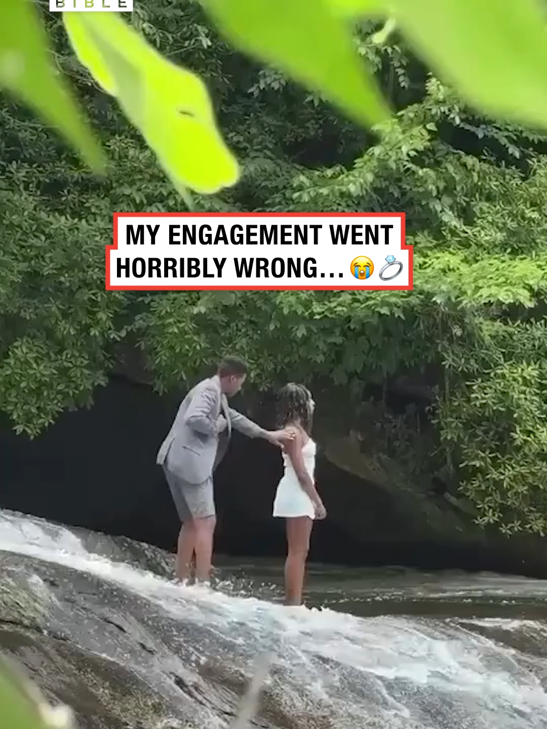 A post by @ladbible on TikTok caption: A proposal she will never forget 💀 (🎥: IG/ jemini_powell) #ladbible #funnyvideos😂 #omg #fails #engagement #engagementgonewrong #couples