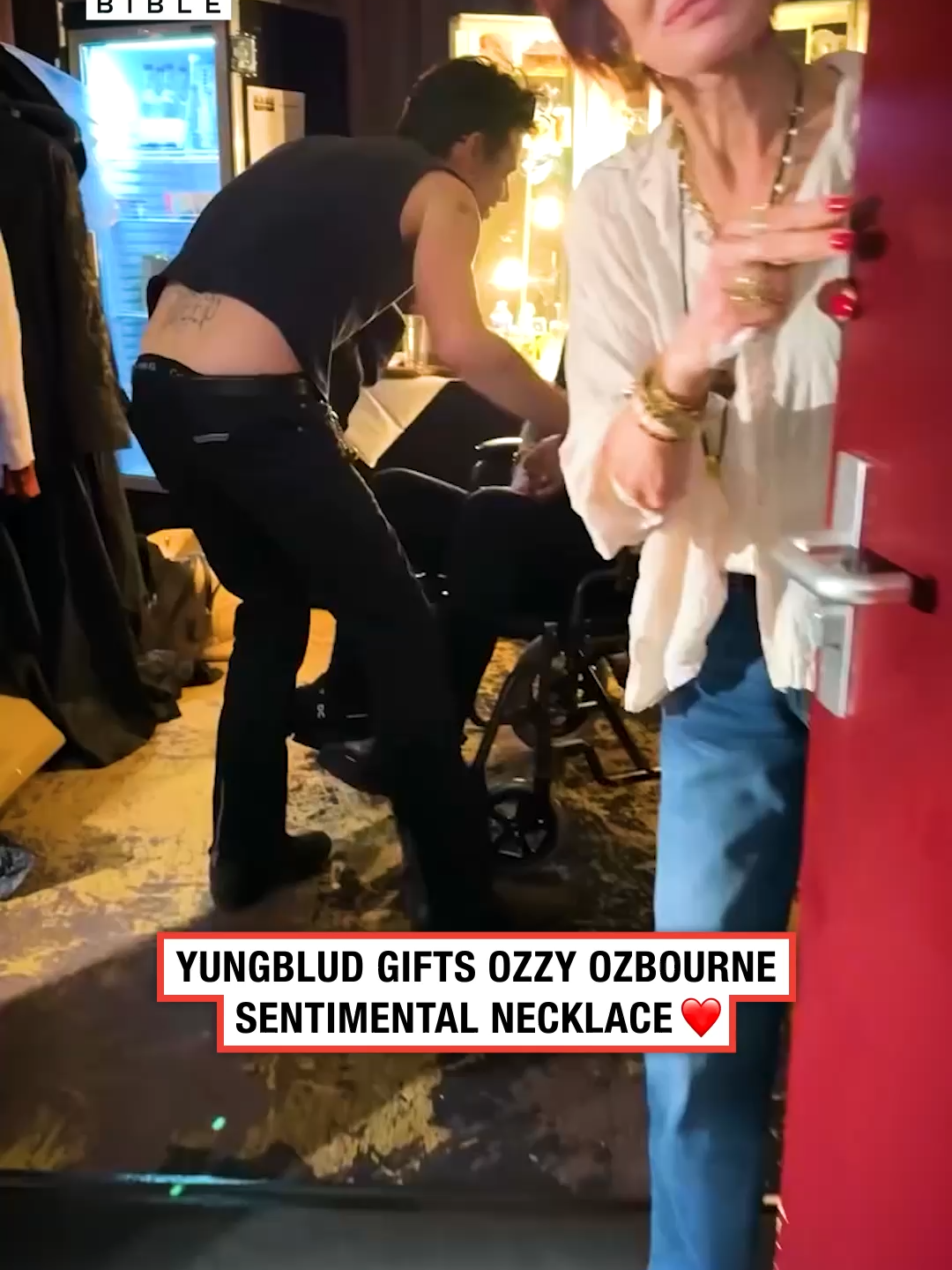 A post by @ladbible on TikTok caption: What an amazing moment ❤️ (🎥: @yungblud) #ladbible #yungblud #ozzyosbourne #wholesome #blacksabbath #sharonosbourne #gift