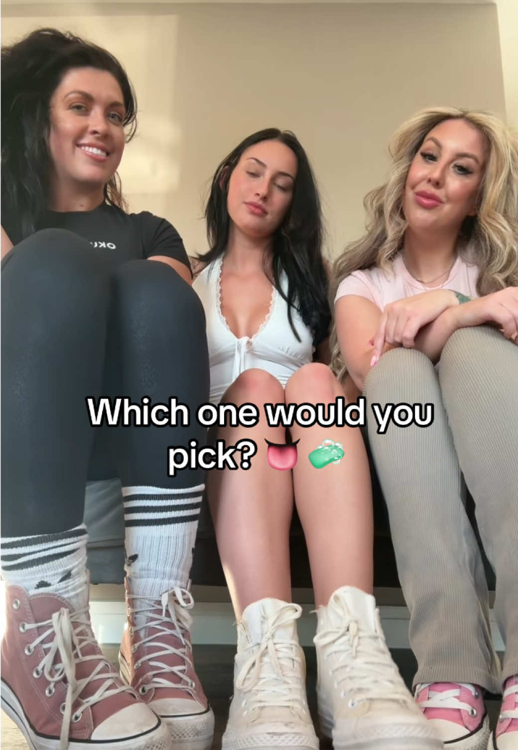 A post by @itslolasharp on TikTok caption: Which one? @Georgi May x @itsmarnievictoria #converse 