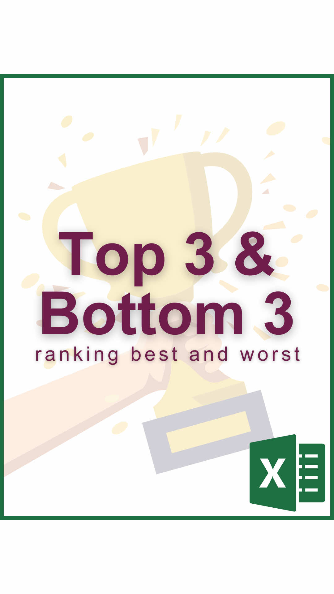 A post by @cheatsheets on TikTok caption: Extracting the best and worst from the results 🏆 #excel #trackandfield #race 