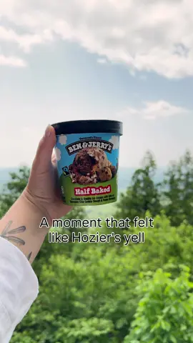 A post by @benandjerrys on TikTok caption: It's the cookie dough chunks for us 🤤 #hoziersyell #halfbaked #benandjerrys #icecream 