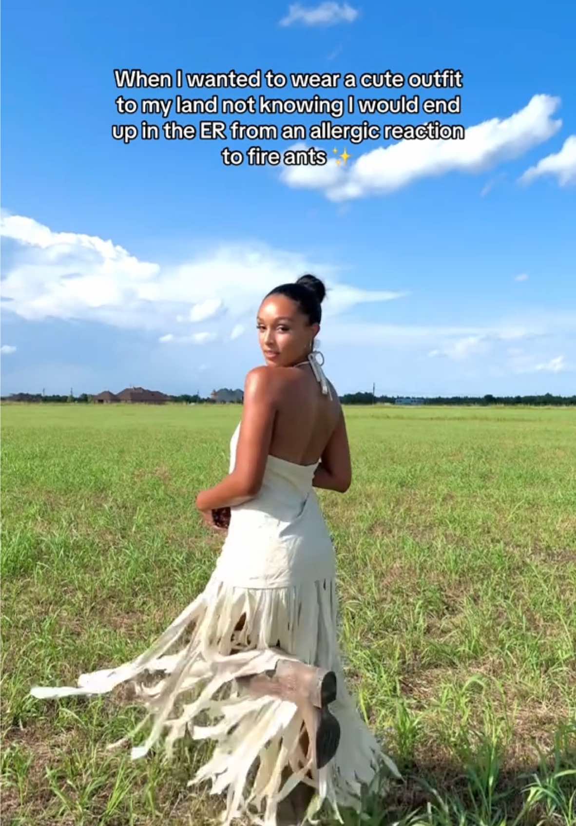 A post by @kyrahenry_ on TikTok caption: It just kept getting worse 🙂 city girl living in the country is getting scary #allergicreaction #thehenryhomestead #homesteading #building #familycompound #homestead 