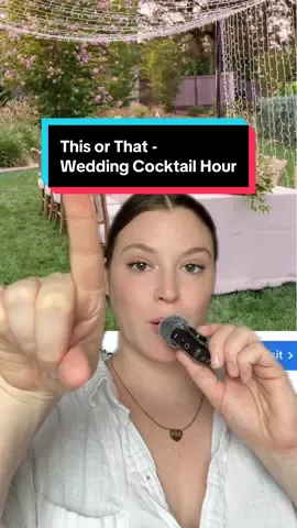A post by @lynea.daprix on TikTok caption: This or That - Wedding Cocktail Hour #weddinggames #weddingactivities #uniqueweddingideas #signaturecocktail  