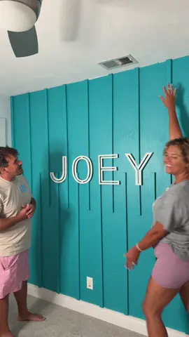 A post by @sammiefoo1 on TikTok caption: Baby joeys room part something..  the accent wall is finally finished !!! #DIY #roommakeover 