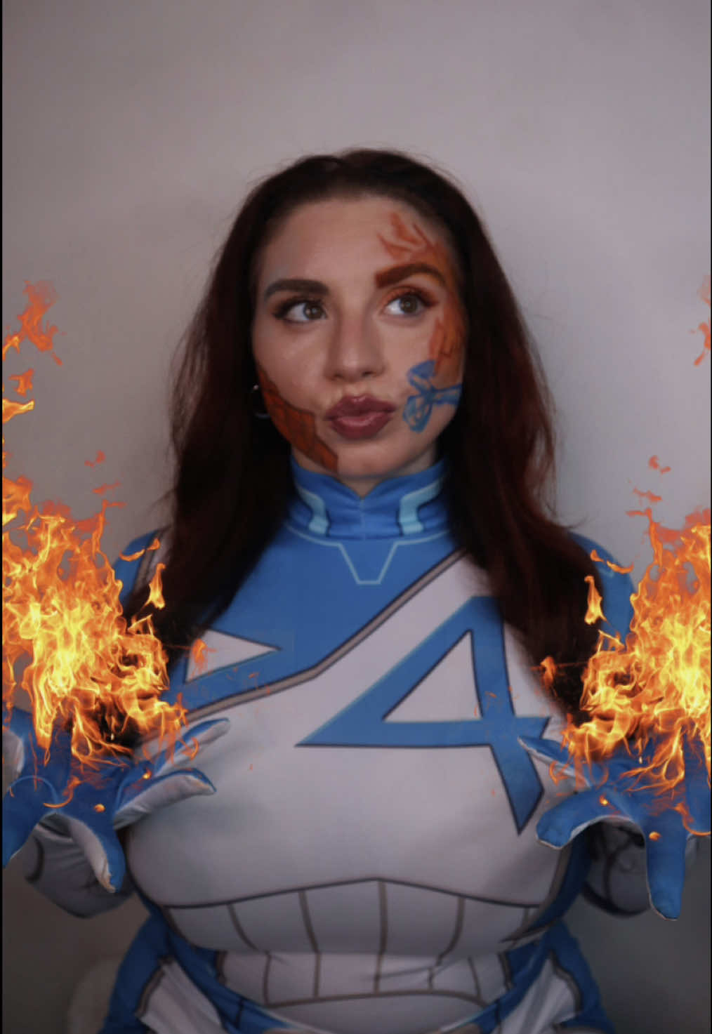 A post by @ on TikTok caption: July 25th is almost here🔥 @Marvel Entertainment #fantasticfour #makeup #marvel #trend 