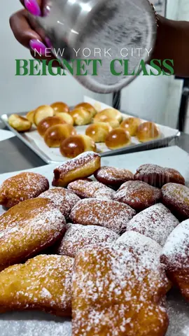 A post by @briotchhh on TikTok caption: I think I might open my own beignet shop after taking this class at @ Atelier Sucre in New York City. They offer tons of classes from croissants, creme brûlée, French macarons to cake decorating classes that are all BYOB. The instructors are great and will help you bring all these French desserts to life like these Fried and baked beignets.  📍 Atelier Sucre / 104 E 7th St, New York City 👩🏾‍🍳: $99+ ⏰: 2 hours and 30 mins Whether you’re a pastry pro or a beginner this 2 and a half hour class is  perfect!  Check them out👩🏾‍🍳  #nycdinner#nyc#nyctok #foodontiktok#nycfoodie#nycbakery#manhattan#nyceats#nycrestaurants#thingstodoinnyc#datenight#cookingclass