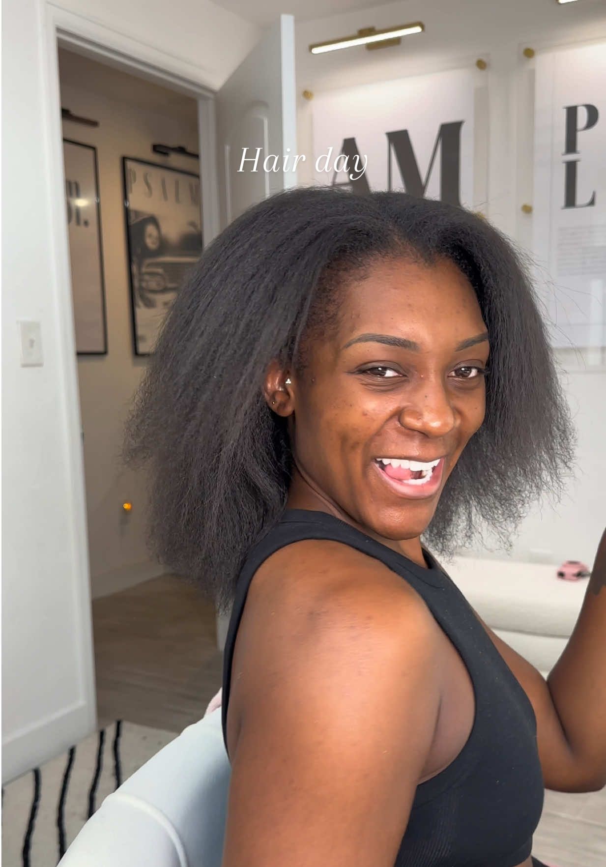 A post by @ on TikTok caption: Type 4 hair stand up…. What are some tips for my natural hair bc I need help🥹 #doingmyhair #type4hair  Products used: @Olaplex @rootist @Revlon Hair Tools @revlon 