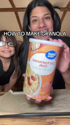 A post by @arimonika on TikTok caption: HOW TO MAKE GRANOLA #imyourmomnow #granolarecipe #howtomakegranola #breakfastparfaits #healthyrecipe #howtocook #arimonika #arianaruiz  #sahm #momlife #momanddaughter 