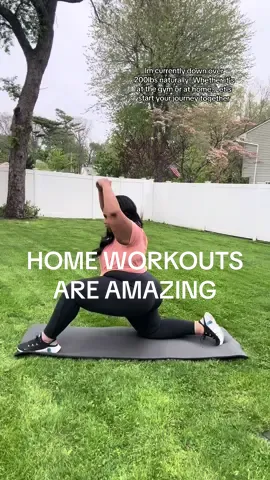 A post by @jeanineraine on TikTok caption: I personally love both gym and at home workouts. Home workouts are great because it eliminates any excuses. There's so many exercises that you can do with minimal to no equipment right in the comfort of your own home! So don't feel bad If you can't make it to the gym, you can start your journey right at home! #fitnessmotivation #weightlossjourney #HealthJourney 
