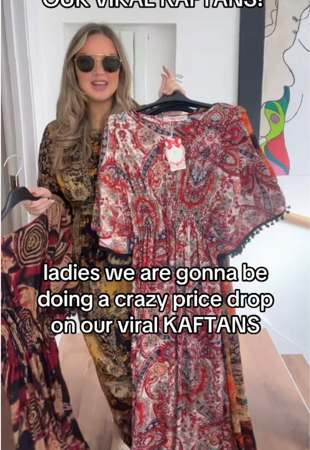 A post by @mstrendz.official on TikTok caption: £6.99 ONLY LADIES!!! Don’t miss our live at 9am to grab them for this crazy price. Click the link to join so you don’t miss out 🤍 #kaftans #viral #viralkaftans #pricedrop #trending 